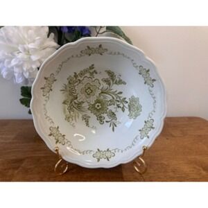J&G Meakin Hathaway Ironstone Soup Bowl Green Floral Royal Staffordshire Vintage